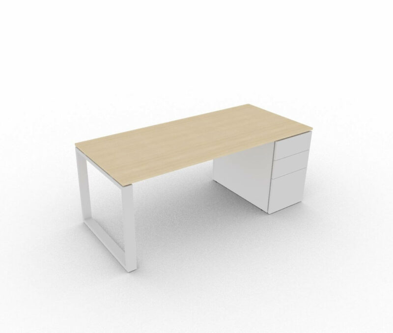Schreibtisch-mit-Unterbaucontainer-Loopy-Eiche