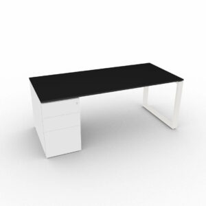 Schreibtisch-mit-Unterbaucontainer-Loopy-Schwarz-Weiss
