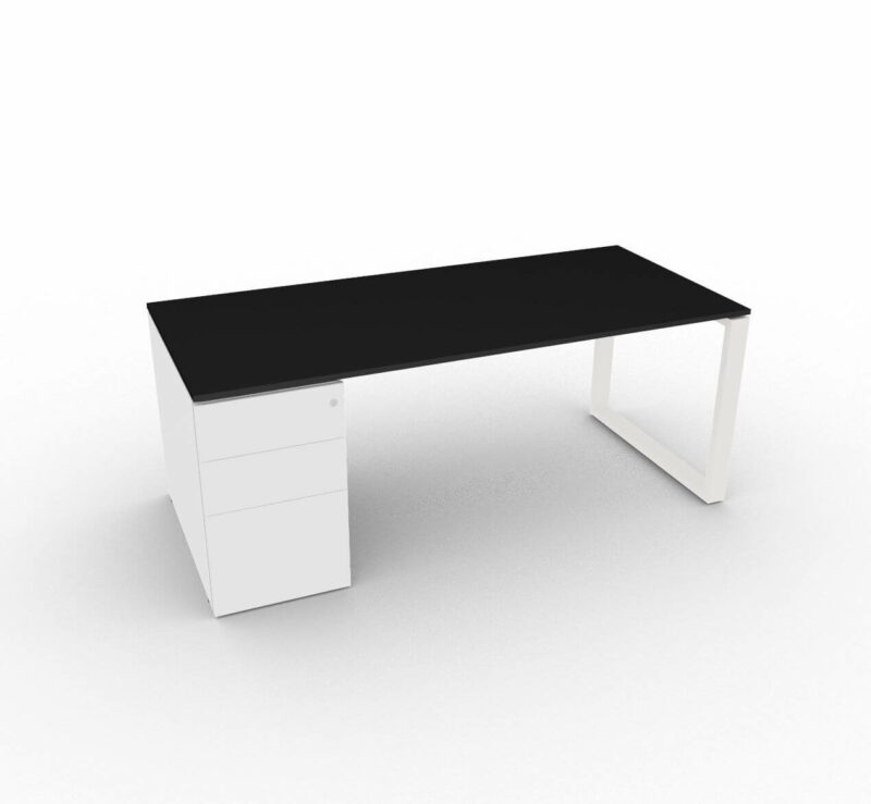 Schreibtisch-mit-Unterbaucontainer-Loopy-Schwarz-Weiss