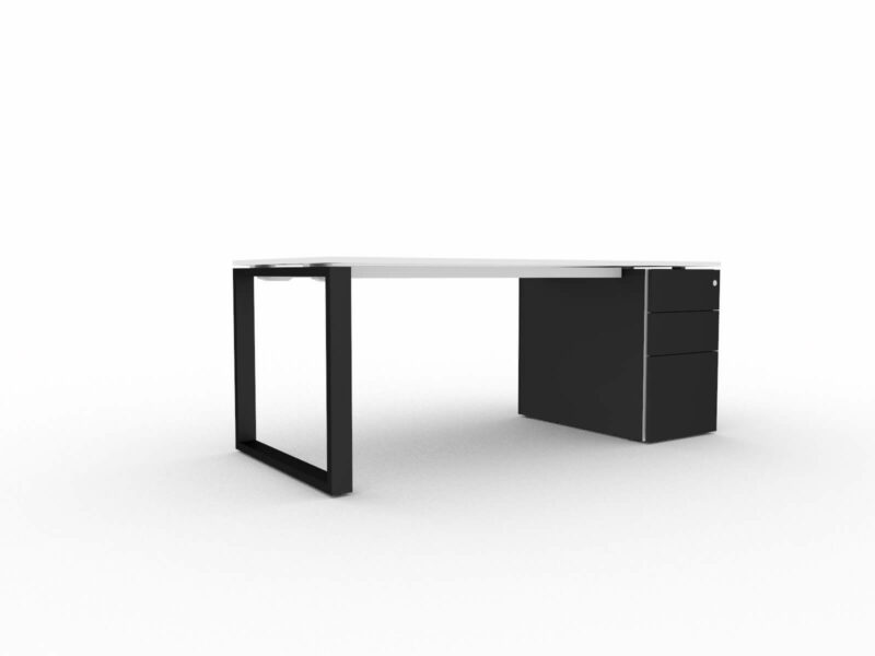 Schreibtisch-mit-Unterbaucontainer-Loopy-Weiss-Schwarz