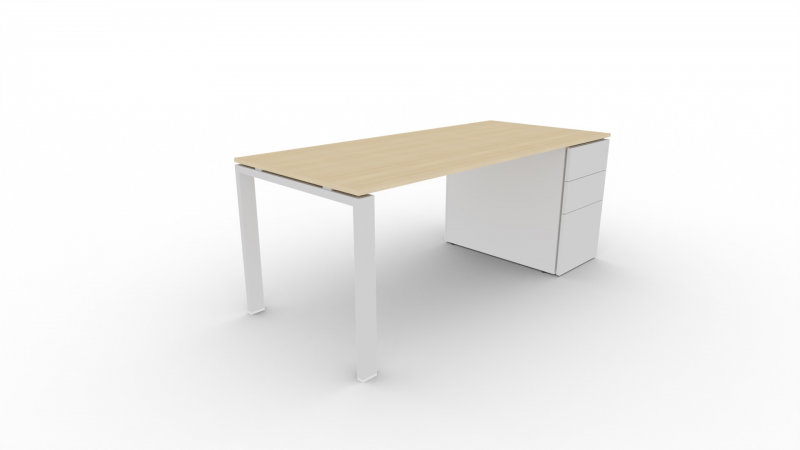 Schreibtisch mit Container GLIDER_weiß