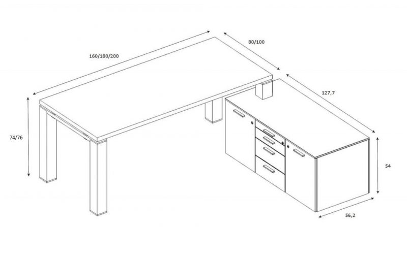 Schreibtisch-mit-kleinem-Sideboard-JET-Abmessungen