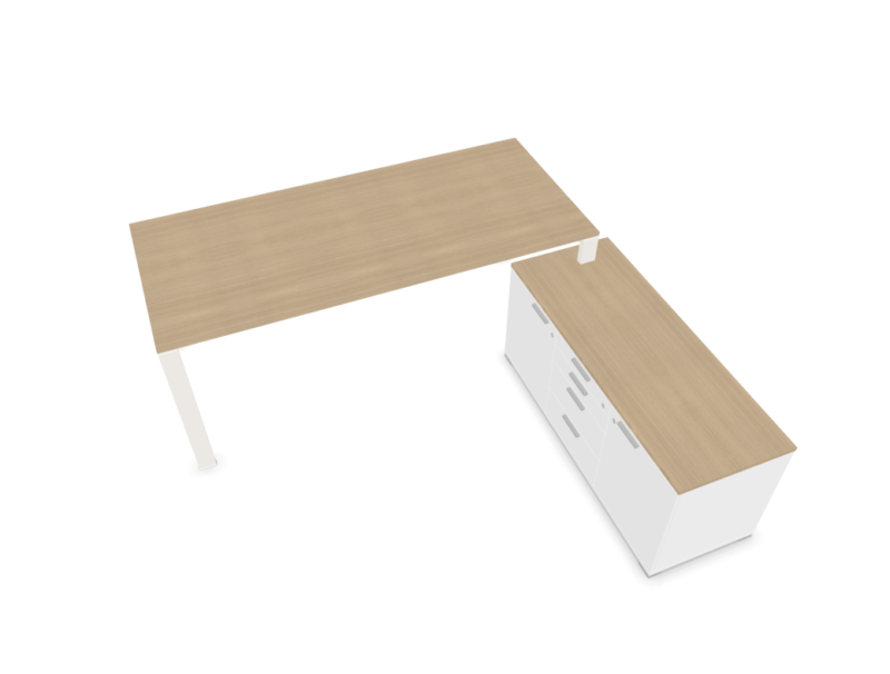 Schreibtisch-mit-kleinem-Sideboard-Weiss-Eiche