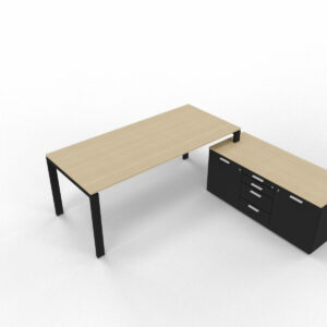 Schreibtisch-mit-kleinem-Sideboard-eiche-schwarz