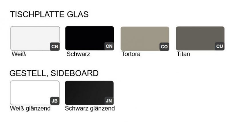 farbkarte-Glasschreibtisch mit Sideboard – JET EVO