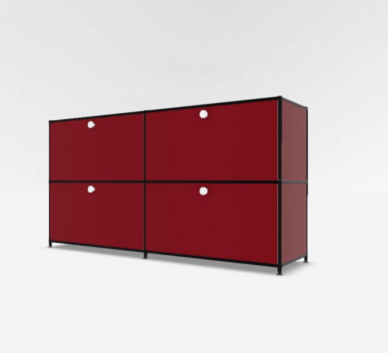 Sideboard-mit-4-Schubladen-System4-Rubinrot-schwarz