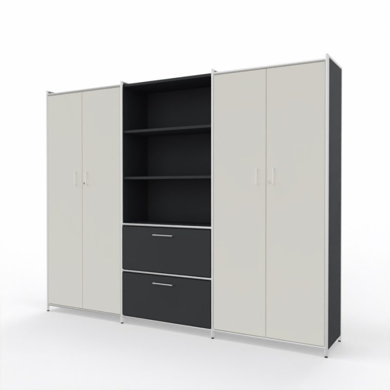 bueroschrank-2-tueren-2schubfaecher-5oh-anthrazit-weiss-anthrazit