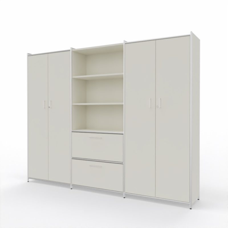 bueroschrank-2-tueren-2schubfaecher-5oh-weiss