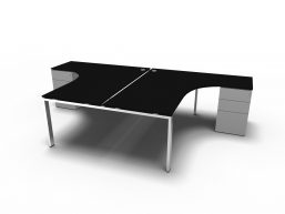 Formschreibtisch mit Container GLIDER - Doppelarbeitsplatz