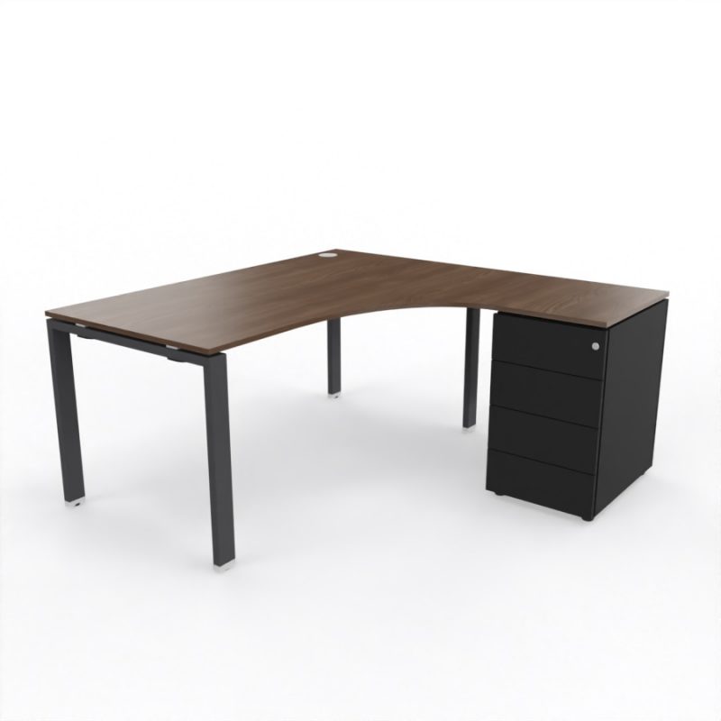 Schreibtisch mit Container GLIDER - Formschreibtisch