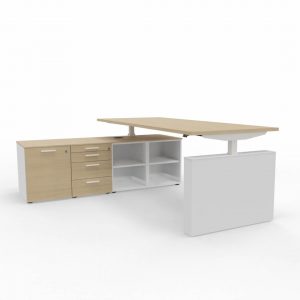 Schreibtisch mit Sideboard elektrisch hoehenverstellbar