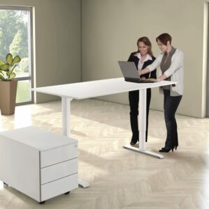 Schreibtisch-elektrisch hoehenverstellbar-weiß
