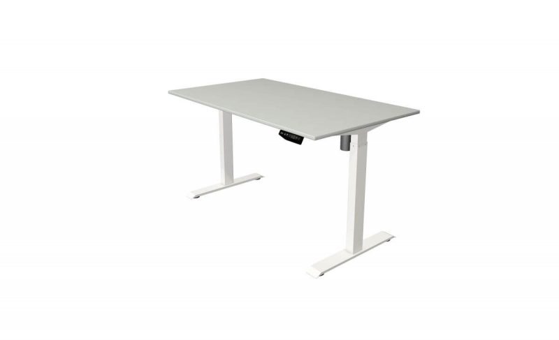 Schreibtisch-elektrisch-hoehenverstellbar-Updown-1-Tischplatte-Lichtgrau-Gestell-weiss