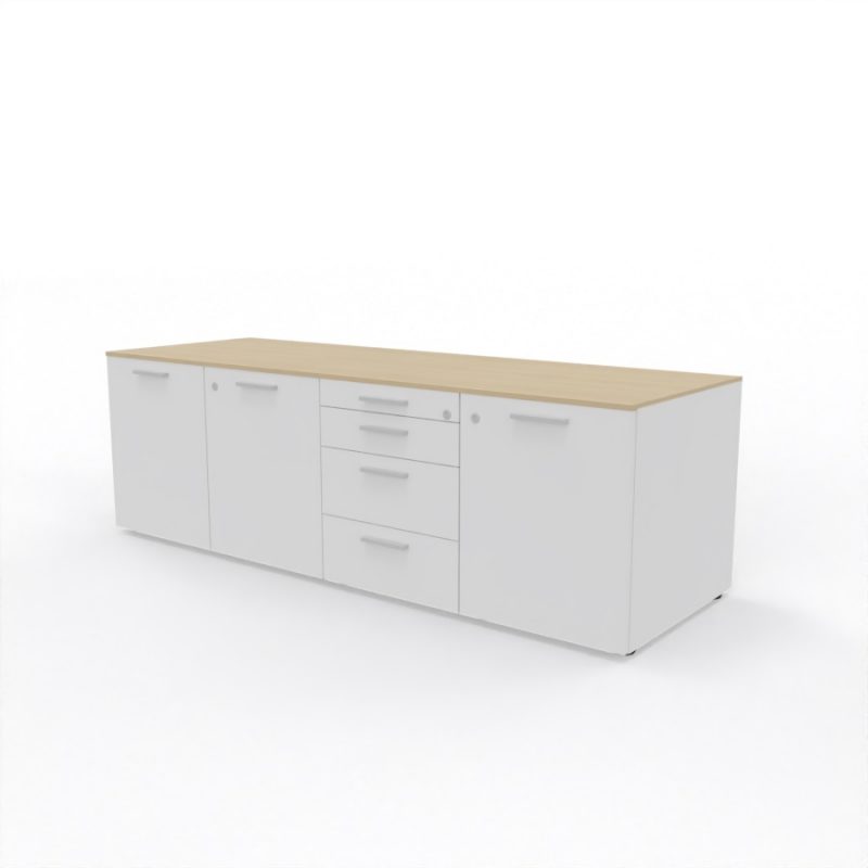 sideboard-4-schubladen-3-tueren-front+korpus-weiss-top-eiche-natur-rechts