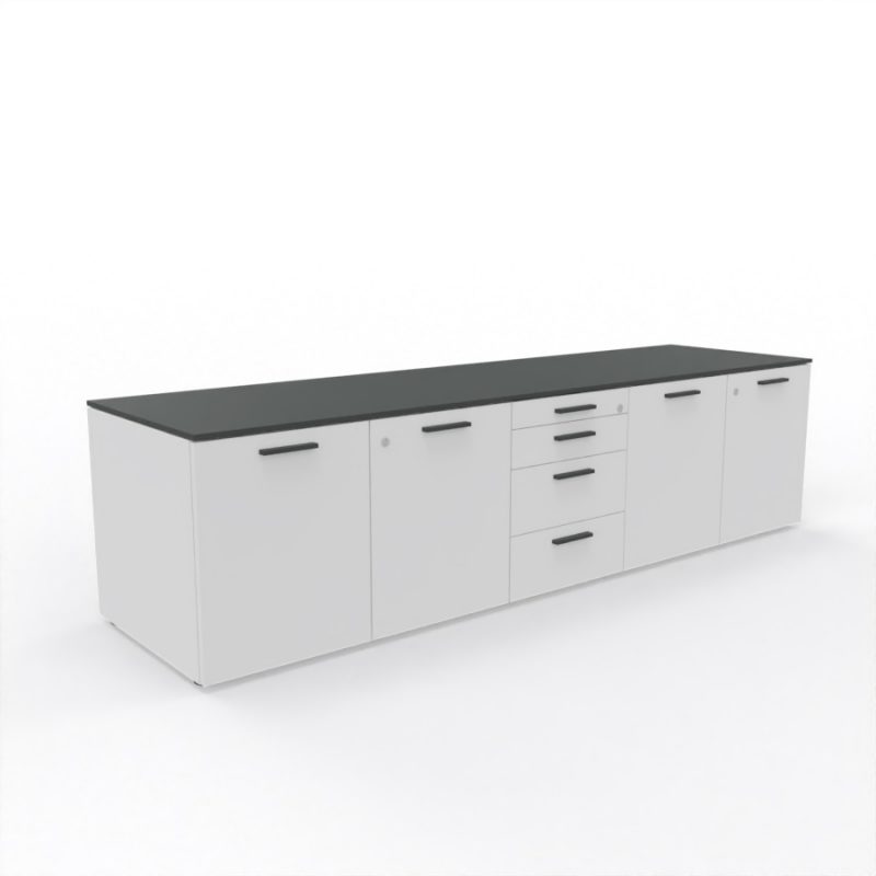 sideboard-4-schubladen-4-tueren-front+korpus-weiss-top-titangrau