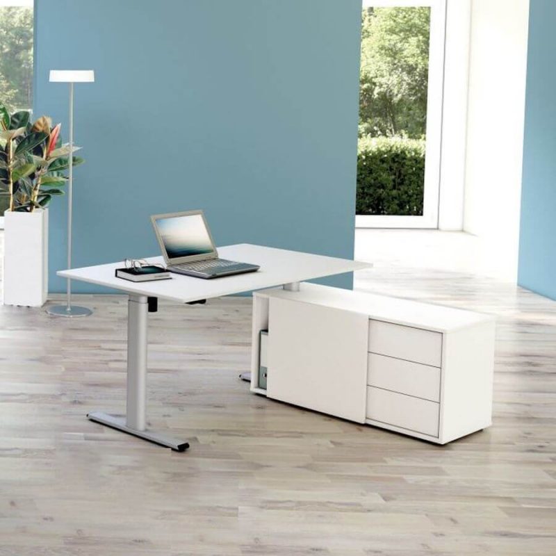 Steh-Sitztisch UPDOWN 1 base mit Sideboard
