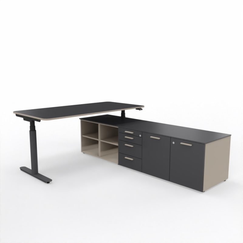 nuvola-schreibtisch+sideboard-mit-4-schubladen-titangrau-tortora-r