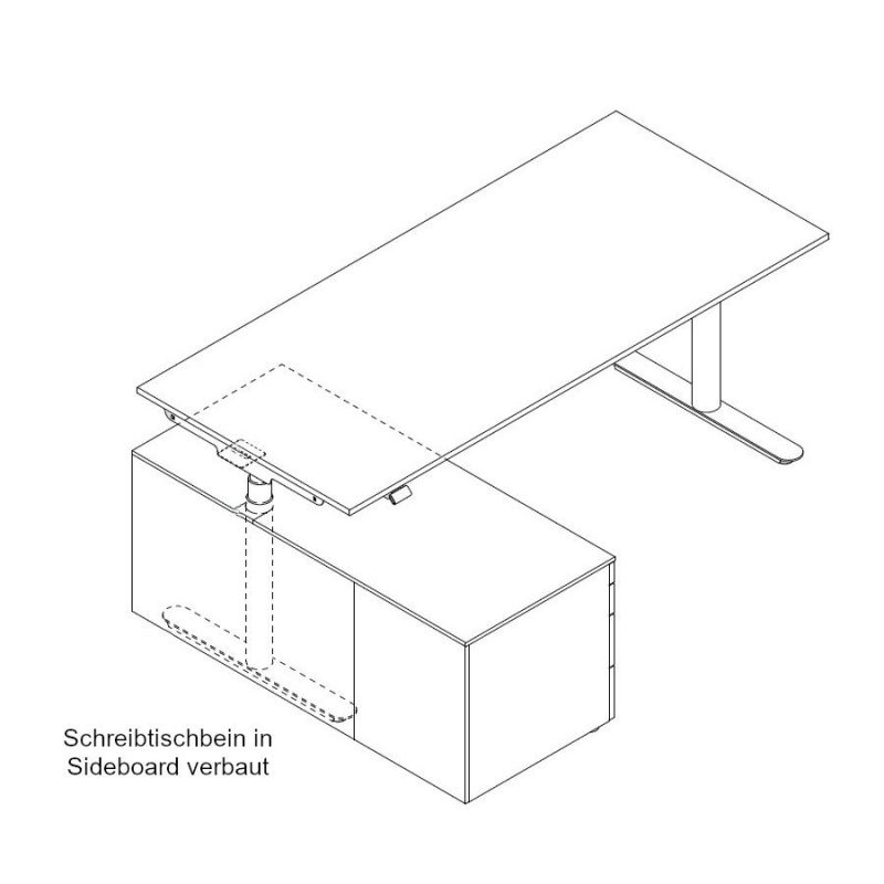 Schreibtisch elektrisch höhenverstellbar NUVOLA mit Sideboard groß – Bild 22