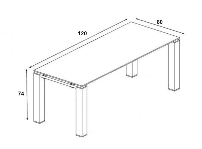 Glasschreibtisch Jet, Abmessung