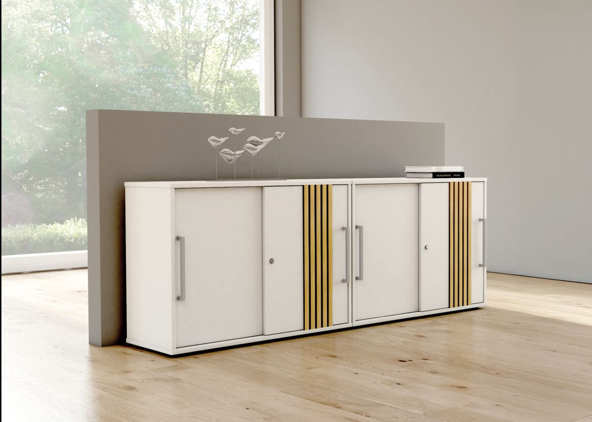 2 Sideboards mit Schiebetüren Cambridge weiß