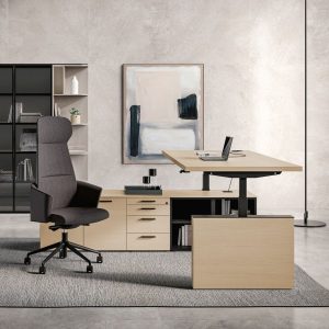 Sile_e Chefschreibtisch elektrisch höhenverstellbar, mit Sideboard in verschiedenen Ausführungen