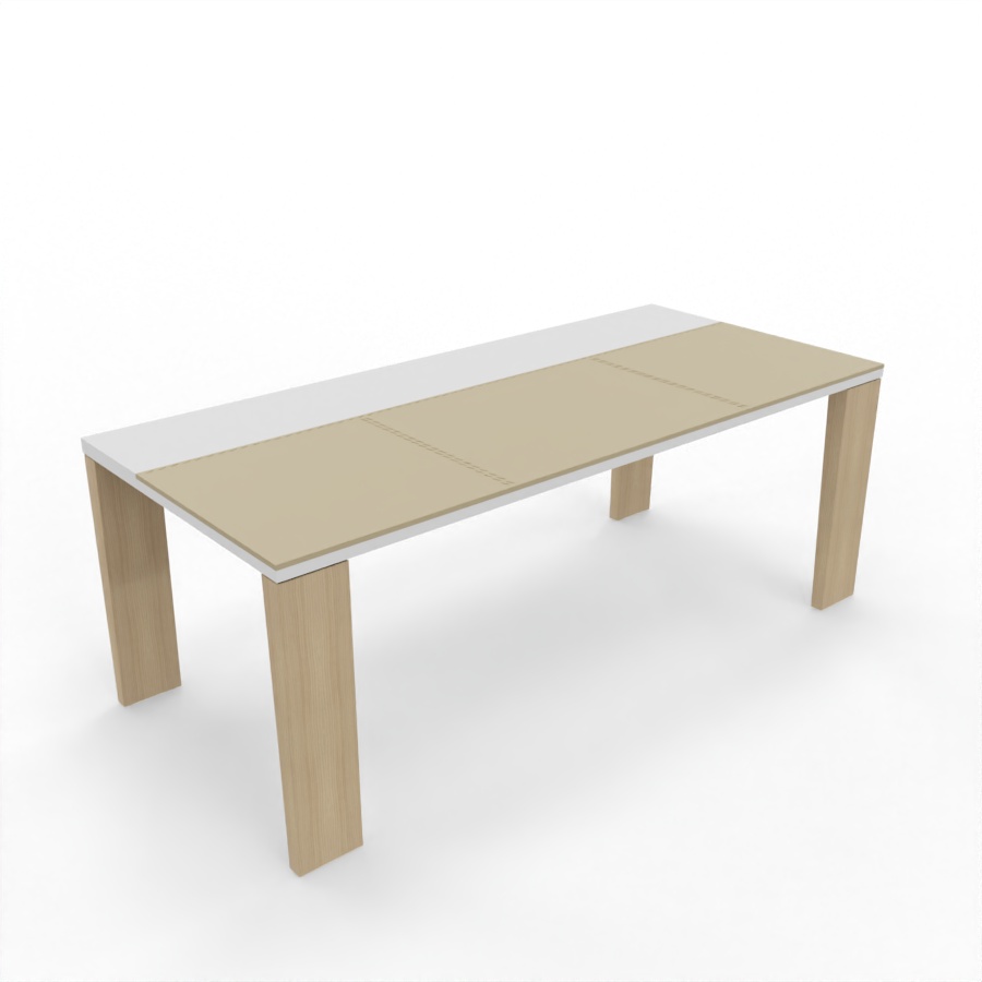 chefschreibtisch-sile_4-platte-weiss, gestellbeine-eiche-natur-kunstledereinsatz-e03